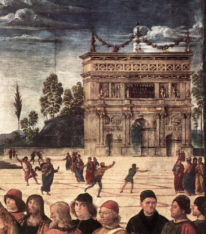 PERUGINO, Pietro Christ Handing the Keys to St. Peter (detail) as oil painting image